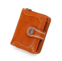 ホット販売ヴィンテージ女性革財布二つ折りレディースジッパー財布大容量クレジットカードホルダークラッチ財布