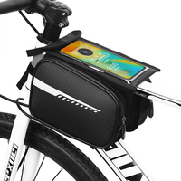 屋外防水 PU レザー自転車フロント フレーム バッグ自転車トップ チューブ バッグ携帯電話ホルダー付きサイクリング用