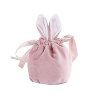 卸売プロモーション イースター巾着結婚式のベルベット キャンディー ギフト バッグ ポーチ ウサギの耳のベルベット キャンディー バッグ