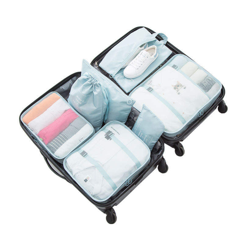カスタムロゴ旅行用の6個のパッキングキューブ折り畳み式のトラベルキューブセット軽量荷物収納袋