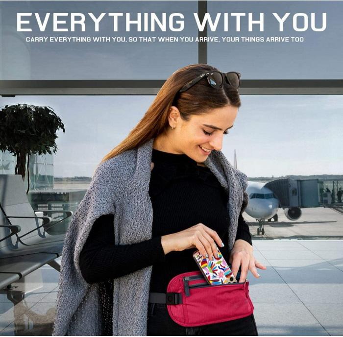 卸売RFIDベルトバッグランニング携帯電話ホルダーマンフィットネスウエストバッグ、イヤホンホール付き