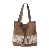 Amazon のホット販売キャンバス ハンドバッグ女性ショルダー ストラップ巾着袋プリント ショッピング バッグ