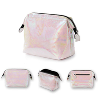ファッションレーザー PU メイクアップジッパーポーチレディース合成皮革化粧品バッグ旅行メイクアップバッグ