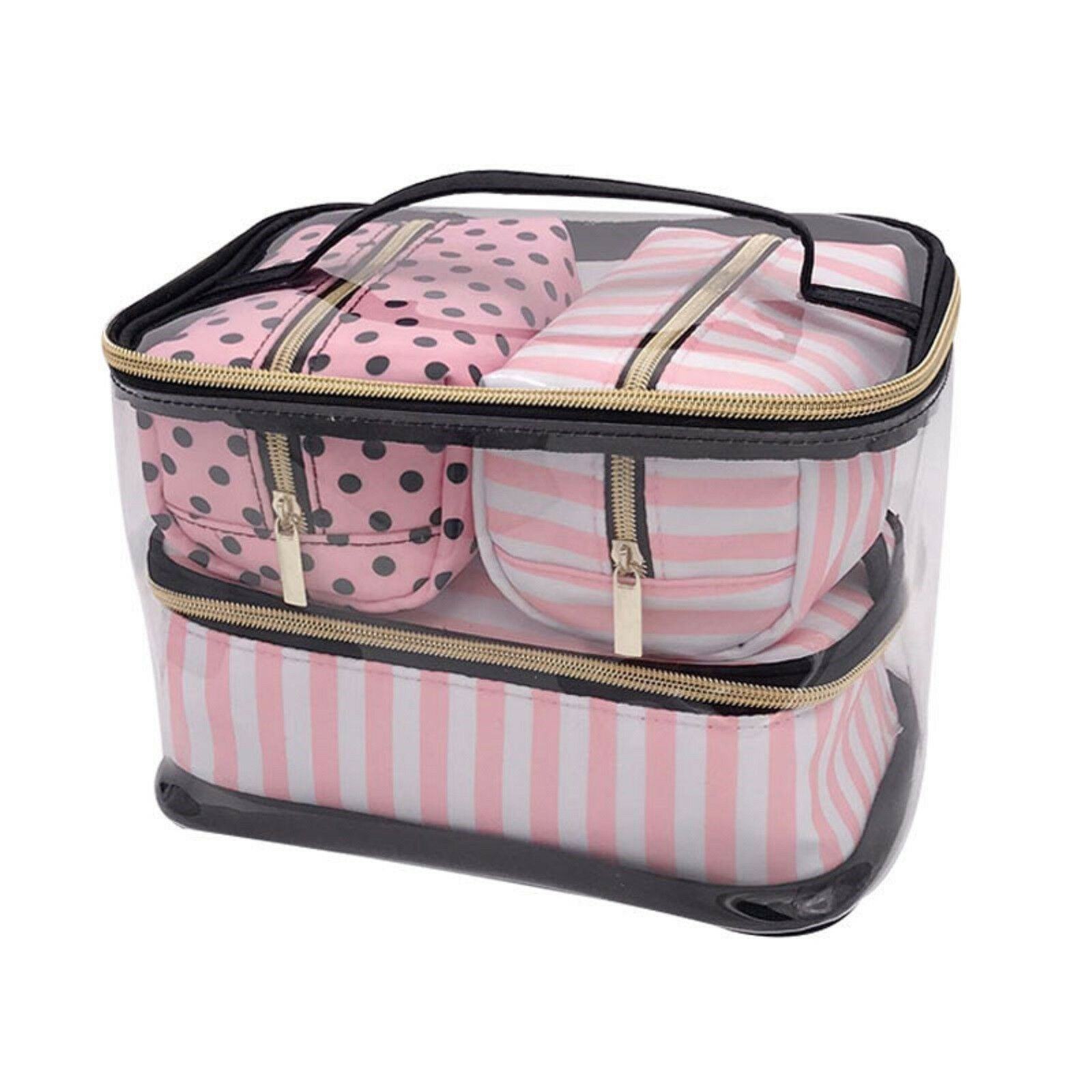 コスメティック バッグ トラベル オーガナイザー トイレタリー バッグ セット ピンク メイクアップ ストレージ ハンギング バッグ