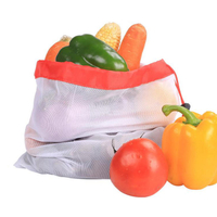 カスタム RPET 巾着食料品ショッピング再利用可能な小さなガーリック フルーツ メッシュ ネット バッグ野菜用
