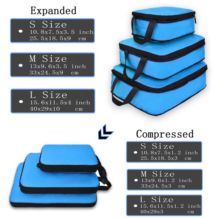 6 個ポータブル圧縮タイプ防水布オーガナイザーポーチ拡張男性旅行荷物オーガナイザーバッグセット