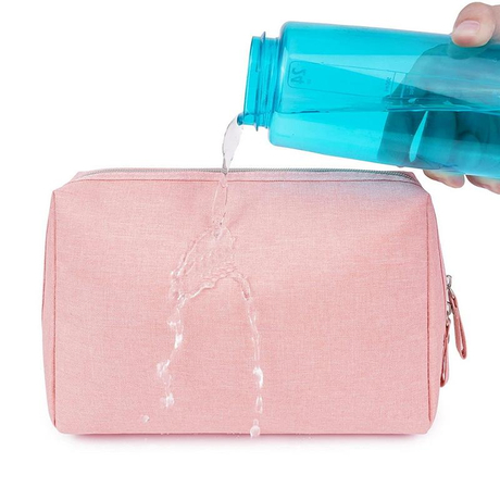 ピンク ファッション旅行化粧品収納袋またはトイレタリー バッグ カスタム ロゴ ジッパーと女性のためのポーチでオーガナイザーを構成します。