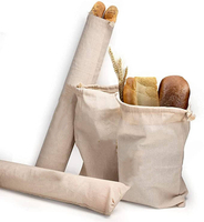 大型の再利用可能なオーガニック リネン パン バッグ 環境に優しいコットン パン バッグ 自家製パンに最適