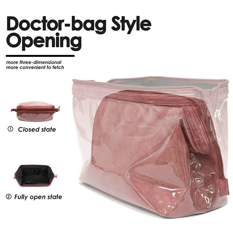 環境に優しいデュポン紙化粧品バッグ大容量耐水性旅行化粧品収納ジッパーバッグ