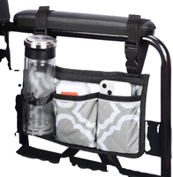 Factory Direct 600d 防水ウォーカーバッグポーチ カップホルダー付き 車椅子用サイドバッグ ハンドフリー収納バッグ