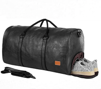 靴コンパートメント付きの防水レザートラベルバッグ、大きなスペースの男性用ハンドル、週末のジム用ダッフルバッグ