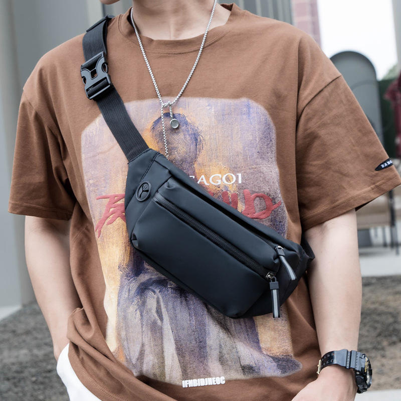 男性用軽量アウトドアトラベルファニーパック用ヘッドフォンホール付き卸売防水puレザーウエストバッグ
