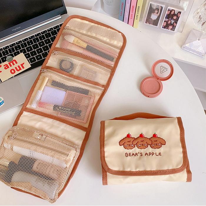 2022 新かわいい折り畳み式のシンプルな wallable 化粧バッグ ポータブル旅行化粧品収納袋