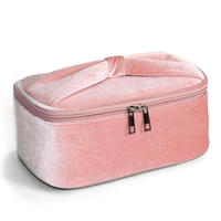 高級ベルベットの女性のメイクアップバッグポータブル化粧品収納袋素敵なピンク色の花嫁はバッグを構成します